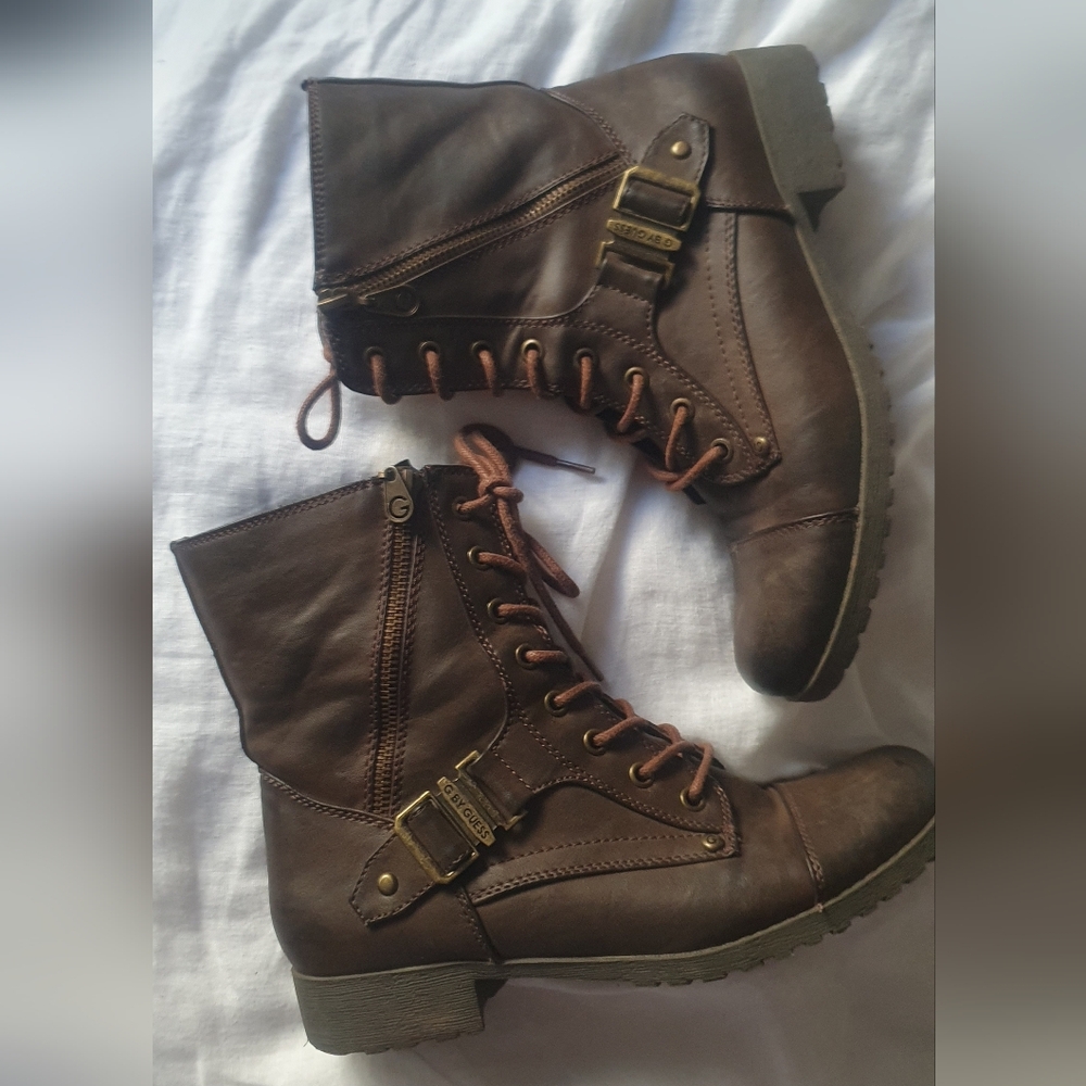 GUESS Brown Lace-Up Boots
